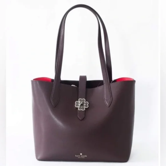 KATE SPADE Kaci Chocolate Cherry Small Leather Tote Shoulder Bag Purse D410 NWOT - Picture 2 of 12